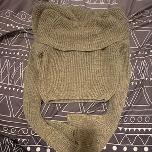 Cozy Olive Green Knit Scarf
